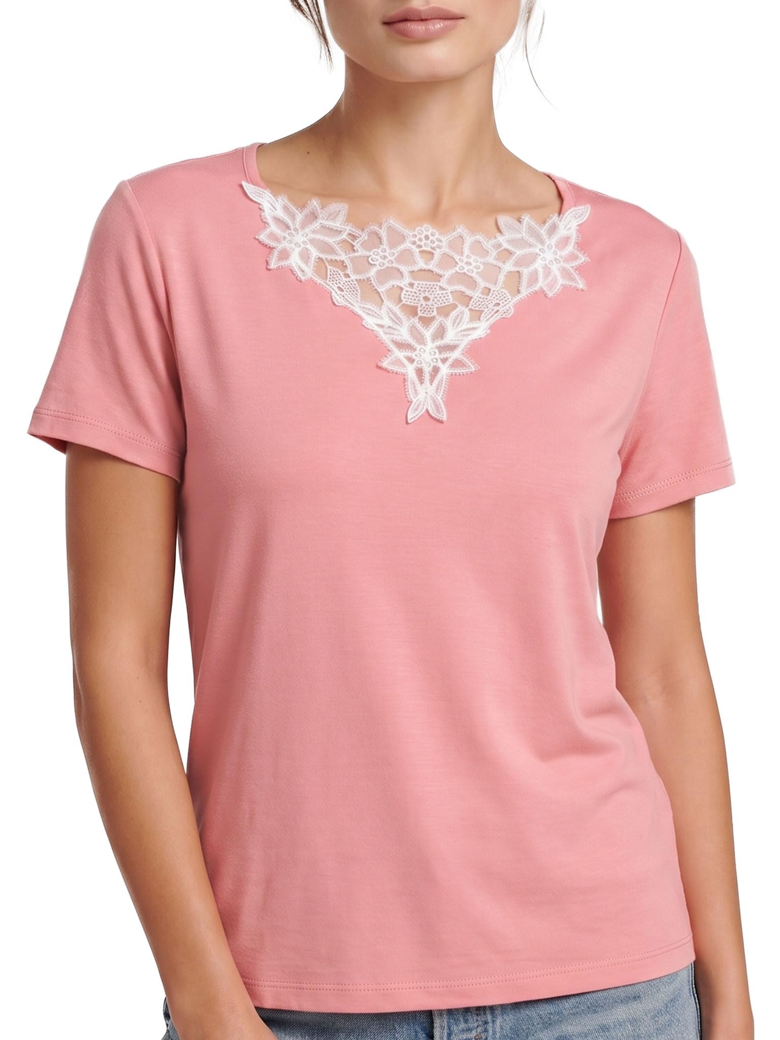 Egi Art. 1785 T-Shirt Donna Viscosa Blu S-M Pizzo Macramè